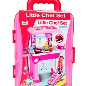 Little Chef 2 in 1 Kitchen Play Set, Pretend Play Trolly Kitchen Kit